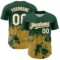 Custom Green White-Old Gold Abstract Splatter Grunge Authentic Baseball Jersey