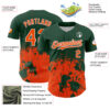 Custom Green Orange-White Abstract Splatter Grunge Authentic Baseball Jersey