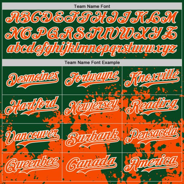 Custom Green Orange-White Abstract Splatter Grunge Authentic Baseball Jersey