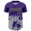 Custom Purple Black-Gray Abstract Splatter Grunge Authentic Baseball Jersey