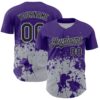 Custom Purple Black-Gray Abstract Splatter Grunge Authentic Baseball Jersey