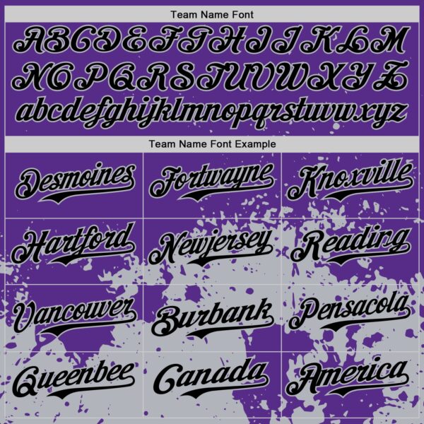 Custom Purple Black-Gray Abstract Splatter Grunge Authentic Baseball Jersey