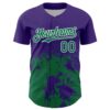 Custom Purple Kelly Green-White Abstract Splatter Grunge Authentic Baseball Jersey