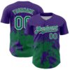 Custom Purple Kelly Green-White Abstract Splatter Grunge Authentic Baseball Jersey