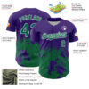 Custom Purple Kelly Green-White Abstract Splatter Grunge Authentic Baseball Jersey