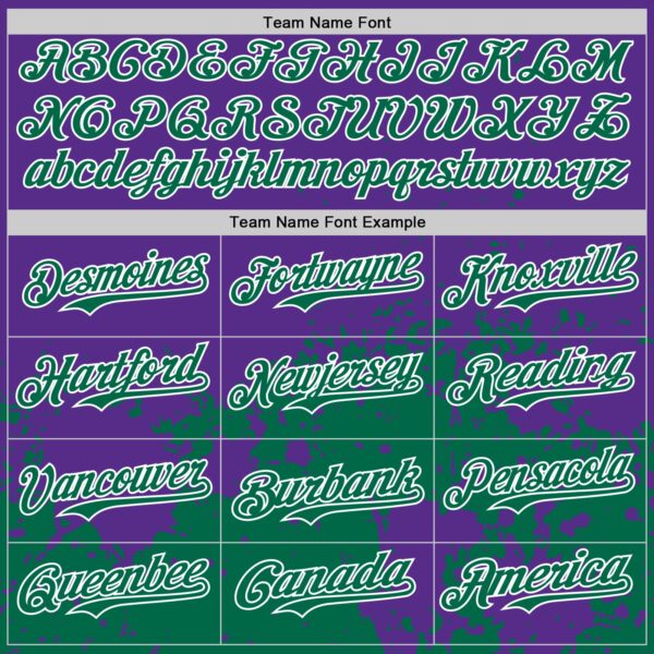 Custom Purple Kelly Green-White Abstract Splatter Grunge Authentic Baseball Jersey