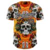 Custom Orange Black-White Sugar Skull Day of the Dead Mexican Folk Art Authentic Baseball Jersey