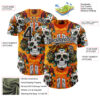 Custom Orange Black-White Sugar Skull Day of the Dead Mexican Folk Art Authentic Baseball Jersey