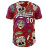 Custom Red White-Black Sugar Skull Day of the Dead Mexican Folk Art Authentic Baseball Jersey
