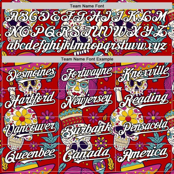 Custom Red White-Black Sugar Skull Day of the Dead Mexican Folk Art Authentic Baseball Jersey