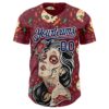 Custom Burgundy Navy-White Sugar Skull Day of the Dead Mexican Folk Art Authentic Baseball Jersey