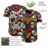 Custom Navy Gold Sugar Skull Day of the Dead Mexican Folk Art Authentic Baseball Jersey