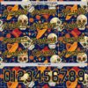 Custom Navy Gold Sugar Skull Day of the Dead Mexican Folk Art Authentic Baseball Jersey