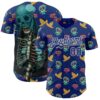 Custom Royal White Sugar Skull Day of the Dead Mexican Folk Art Authentic Baseball Jersey