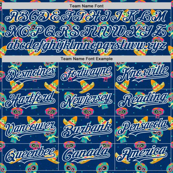 Custom Royal White Sugar Skull Day of the Dead Mexican Folk Art Authentic Baseball Jersey