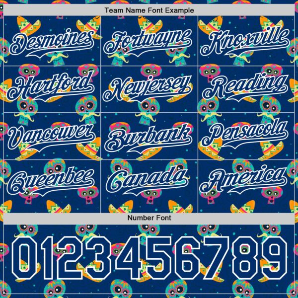 Custom Royal White Sugar Skull Day of the Dead Mexican Folk Art Authentic Baseball Jersey