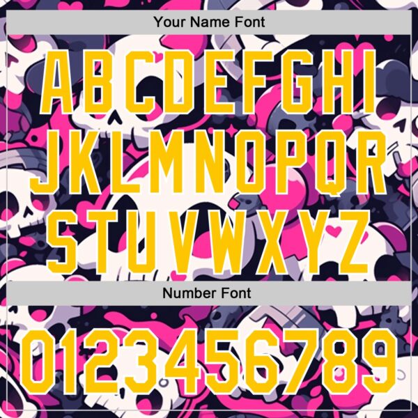 Custom Black Yellow Hot Pink-White Sugar Skull Day of the Dead Mexican Folk Art Authentic Baseball Jersey