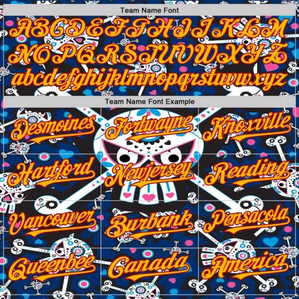 Custom Royal Gold-Red Sugar Skull Day of the Dead Mexican Folk Art Authentic Baseball Jersey