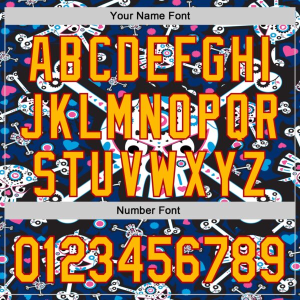 Custom Royal Gold-Red Sugar Skull Day of the Dead Mexican Folk Art Authentic Baseball Jersey