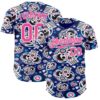 Custom Royal Pink-White Sugar Skull Day of the Dead Mexican Folk Art Authentic Baseball Jersey