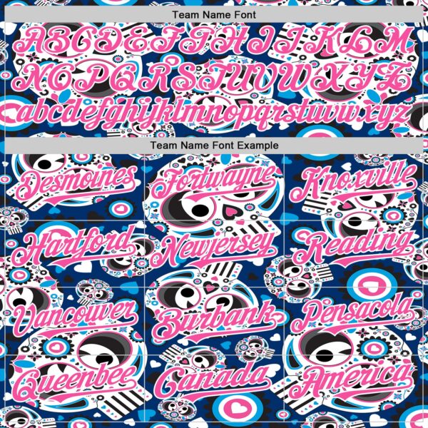 Custom Royal Pink-White Sugar Skull Day of the Dead Mexican Folk Art Authentic Baseball Jersey