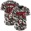 Custom Black Fire Red Sugar Skull Day of the Dead Mexican Folk Art Authentic Baseball Jersey
