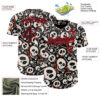 Custom Black Fire Red Sugar Skull Day of the Dead Mexican Folk Art Authentic Baseball Jersey