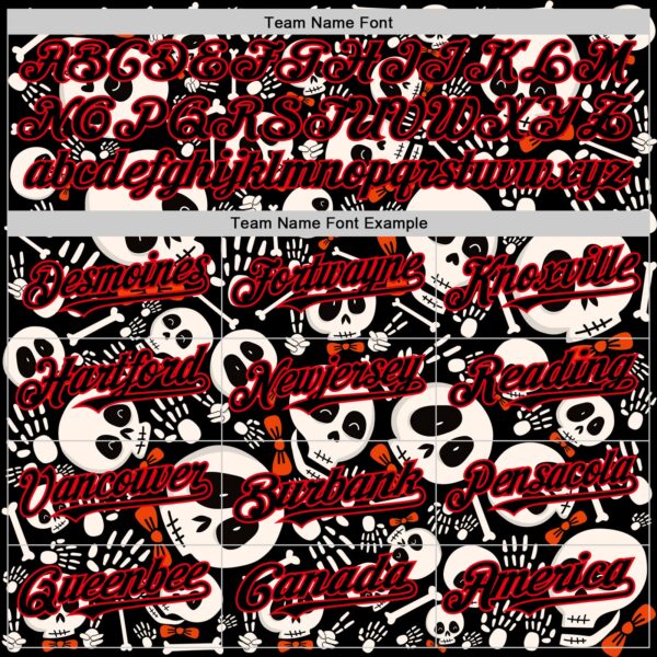 Custom Black Fire Red Sugar Skull Day of the Dead Mexican Folk Art Authentic Baseball Jersey