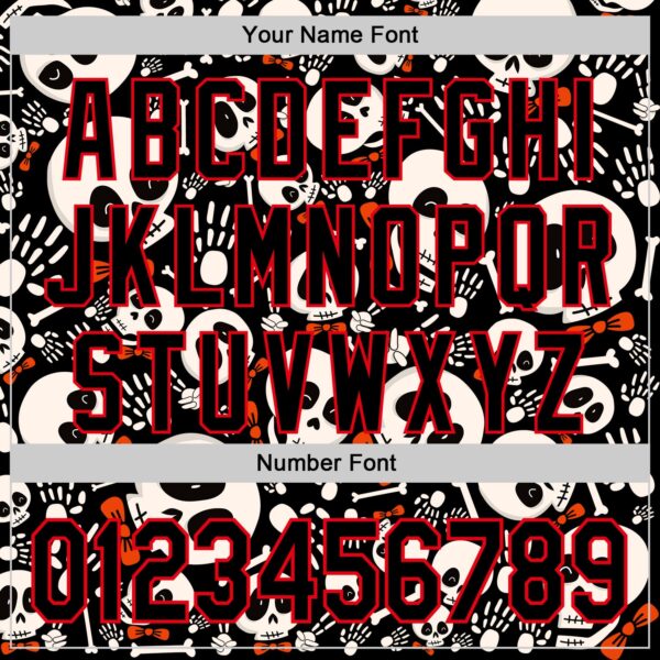 Custom Black Fire Red Sugar Skull Day of the Dead Mexican Folk Art Authentic Baseball Jersey