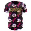 Custom Black Navy Hot Pink-Gold Sugar Skull Day of the Dead Mexican Folk Art Authentic Baseball Jersey