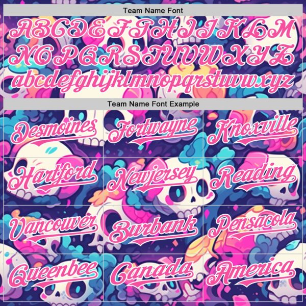 Custom Purple Pink-White Sugar Skull Day of the Dead Mexican Folk Art Authentic Baseball Jersey