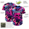 Custom Black Navy Hot Pink Blue-White Sugar Skull Day of the Dead Mexican Folk Art Authentic Baseball Jersey