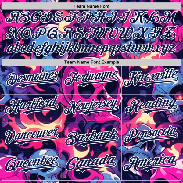 Custom Black Navy Hot Pink Blue-White Sugar Skull Day of the Dead Mexican Folk Art Authentic Baseball Jersey