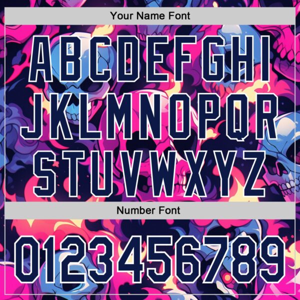 Custom Black Navy Hot Pink Blue-White Sugar Skull Day of the Dead Mexican Folk Art Authentic Baseball Jersey