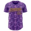 Custom Purple Gold Sugar Skull Day of the Dead Mexican Folk Art Authentic Baseball Jersey