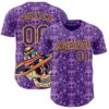 Custom Purple Gold Sugar Skull Day of the Dead Mexican Folk Art Authentic Baseball Jersey