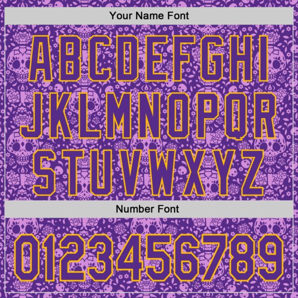 Custom Purple Gold Sugar Skull Day of the Dead Mexican Folk Art Authentic Baseball Jersey