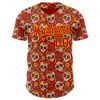 Custom Red Yellow Sugar Skull Day of the Dead Mexican Folk Art Authentic Baseball Jersey