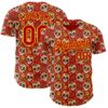 Custom Red Yellow Sugar Skull Day of the Dead Mexican Folk Art Authentic Baseball Jersey
