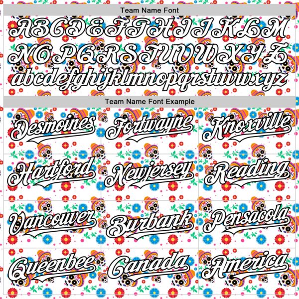 Custom White Black Sugar Skull Day of the Dead Mexican Folk Art Authentic Baseball Jersey