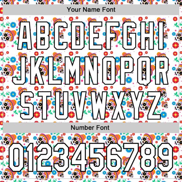 Custom White Black Sugar Skull Day of the Dead Mexican Folk Art Authentic Baseball Jersey