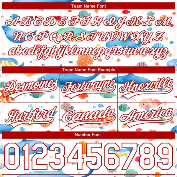 Custom White Red 3D Pattern Whale And Fish Authentic Basketball Shorts