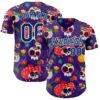 Custom Purple US Navy Blue-White Sugar Skull Day of the Dead Mexican Folk Art Authentic Baseball Jersey