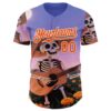 Custom Purple Orange-White Sugar Skull Day of the Dead Mexican Folk Art Authentic Baseball Jersey
