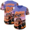 Custom Purple Orange-White Sugar Skull Day of the Dead Mexican Folk Art Authentic Baseball Jersey