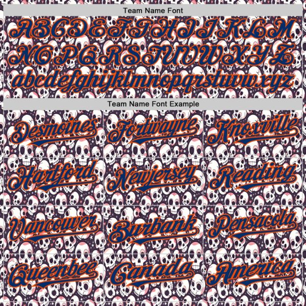 Custom White US Navy Blue-Orange Sugar Skull Day of the Dead Mexican Folk Art Authentic Baseball Jersey