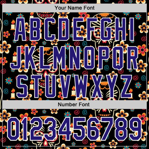 Custom Black Dark Purple-White Sugar Skull Day of the Dead Mexican Folk Art Authentic Baseball Jersey