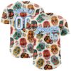 Custom Cream White-Electric Blue Sugar Skull Day of the Dead Mexican Folk Art Authentic Baseball Jersey