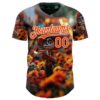 Custom Black Orange-White Sugar Skull Day of the Dead Mexican Folk Art Authentic Baseball Jersey