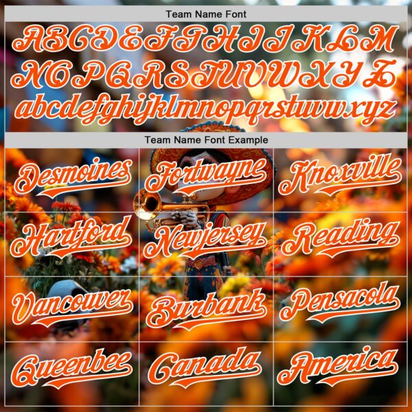 Custom Black Orange-White Sugar Skull Day of the Dead Mexican Folk Art Authentic Baseball Jersey